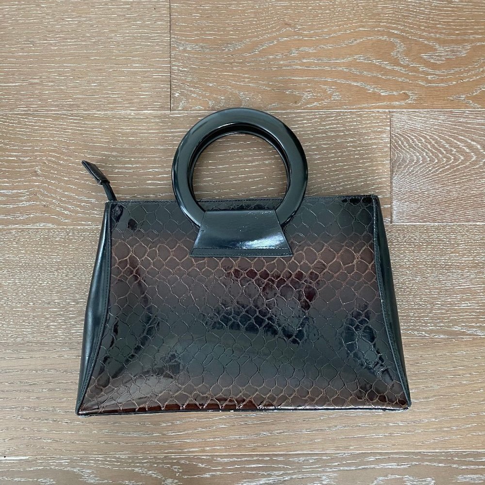 Croc Oversized Wrist Handbag | Brown